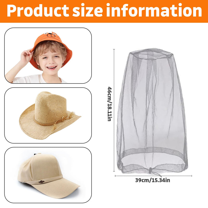 [Australia] - HORREX Set of 4 Mosquito Net Head Set Mosquito Head Landing Net Facial Interlocking Net Head Protection Net for Outdoor Hiking Camping Climbing Hiking Mosquito Fly Insect Bug Prevention (Grey) 