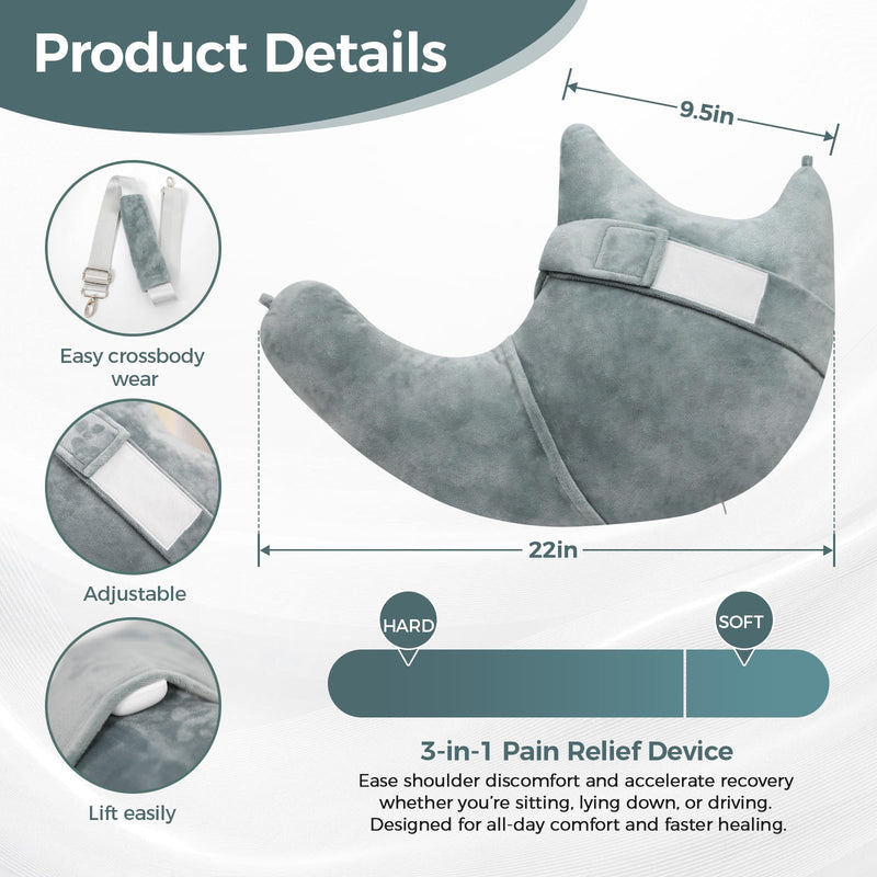 [Australia] - Shoulder Surgery Pillow, Rotator Cuff Pillow, Side Sleeper Pillow with Pocket & Adjustable Strap, Arm Support for Injury, Post-Op Care, Pain Relief (Dusty Green) 