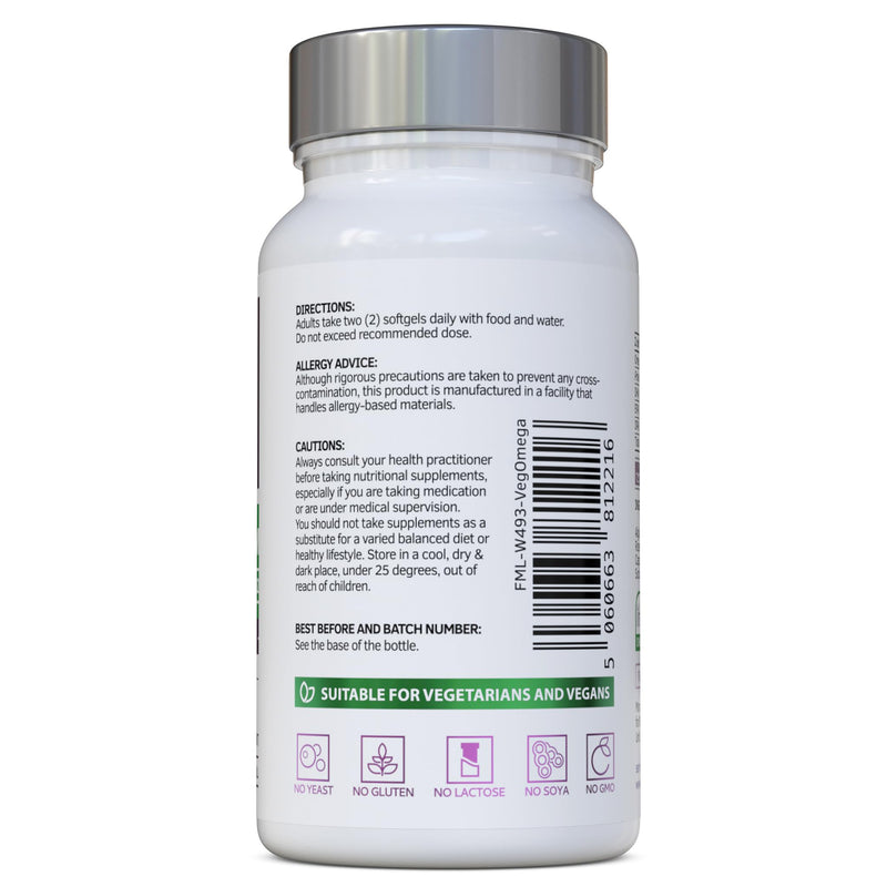 Vegan Omega 3 - Full Spectrum DHA, EPA & DPA - 90 Softgels of Life’s Omega Algal Oil - Ultimate Joint, Heart & Brain Health Supplement - Made in The UK