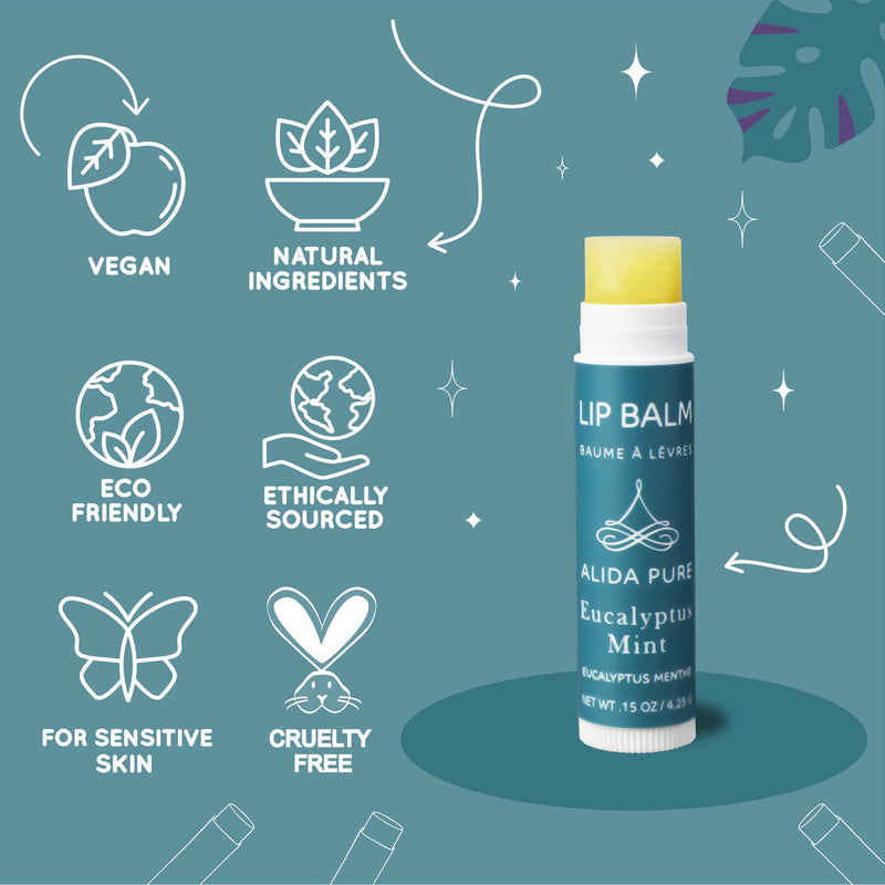 ALIDA PURE Duet Lip Balm Collection, Vegan Set, Beeswax Free, with Organic Jojoba, and Avocado Oil, Vitamin E, Natural Moisturizer for Dry, Chapped Lips, 5 Tube Set Duet Assorted
