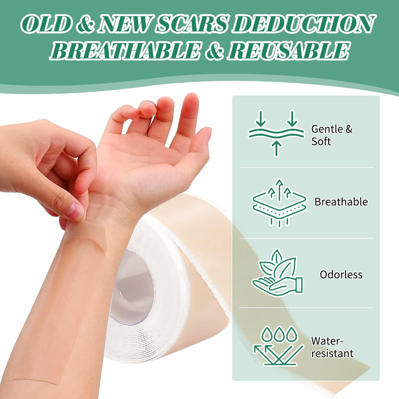 [Australia] - Silicone Scar Tape, silicone plaster for scars, silicone scar plaster, silicone scar plaster, silicone scar sheets, scar tape, silicone scar plaster, for all skin types (4 cm x 1.5 m). 
