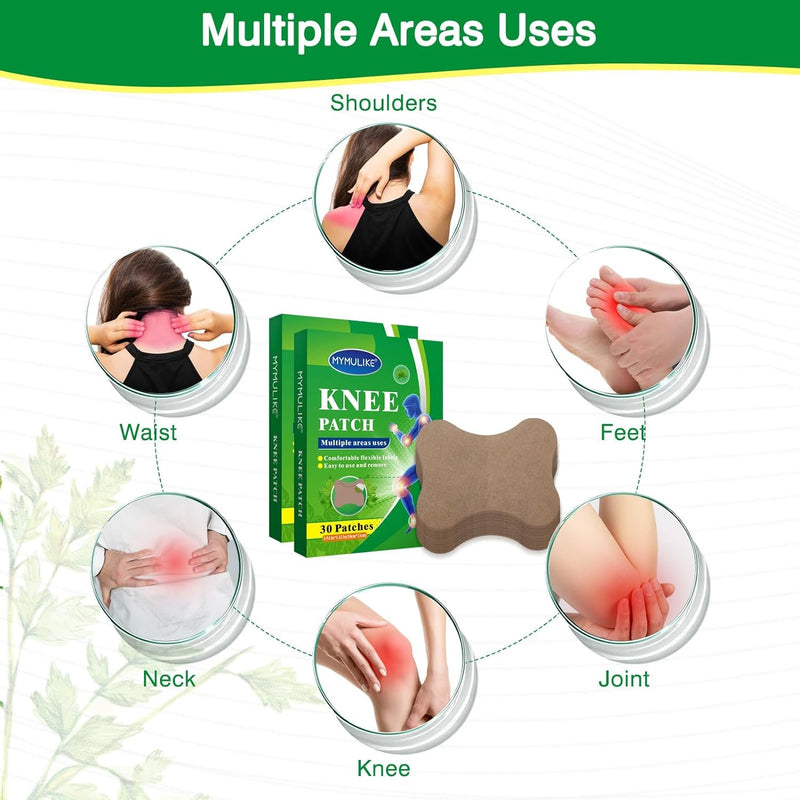 [Australia] - MYMULIKE Pack of 60 Knee Plasters, Knee Patches, Wormwood Pain Relief Plasters for Knees, Back, Neck, Shoulder Inflammation and Muscle Soreness 