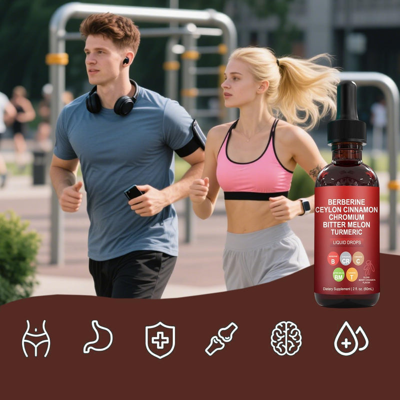 [Australia] - Berberine with Ceylon Cinnamon Supplement Liquid Drops + Bitter Melon Extract, Glucomannan, Gymnema, Chromium, Turmeric, Panax Ginseng, Moringa- 4 OZ 4.0 Fl Oz (Pack of 2) 