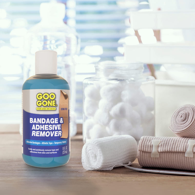 [Australia] - Goo Gone Bandage Adhesive Remover For Skin - 8 Ounce - Safe Method to Remove Sports Tape, KT Tape, Temporary Tattoos, Ink, Medical Bandages and More 8 Fl Oz (Pack of 1) 