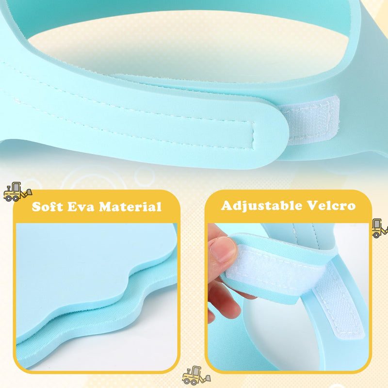 [Australia] - LADES Baby Shower Caps Shield - Adjustable Kids Bath Visor Hat Shampoo Washing Hair Protection Soft Cartoon for Toddler Blue Excavator 