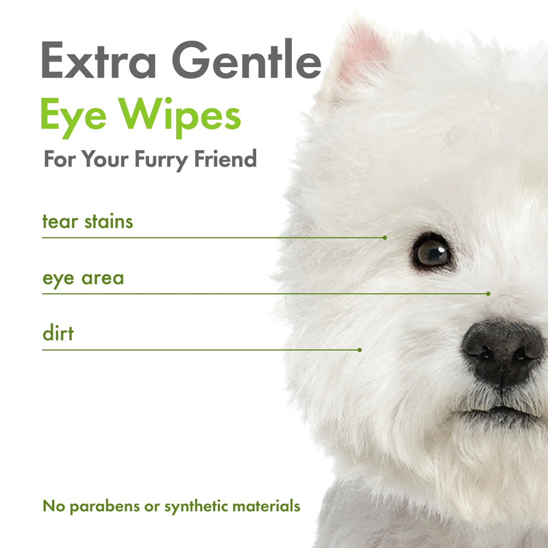 Petkin Plant-Based Eyewipes, 80 Wipes - Biobased & Sustainable Pet Eye Wipes for Dogs & Cats - Cleans Eye Area, Dirt & Tear Stains - Consciously Cleans & Conditions - Easy to Use - Unscented 1 - PawsPlanet Australia