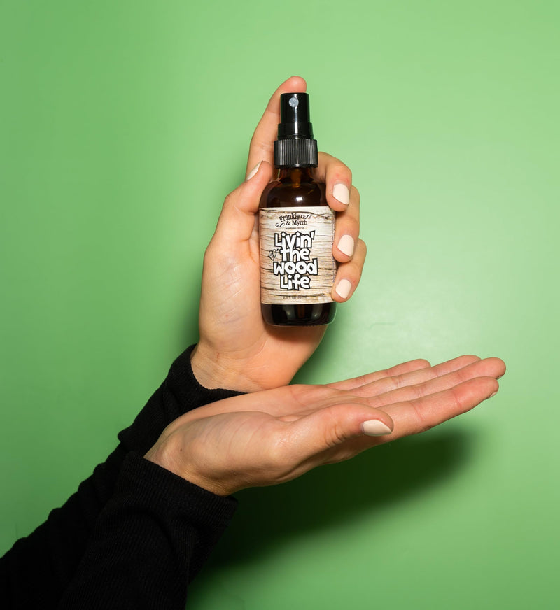 Frankie & Myrrh Livin' The Wood Life Aromatherapy Spray - Patchouli, Vanilla, Sandalwood, Cedar. Relaxation and Meditation Essential Oil Freshwater Mist. 100% Pure Oils. Patchouli, Vanilla, Cedar, Sandalwood 2 Fl Oz (Pack of 1)