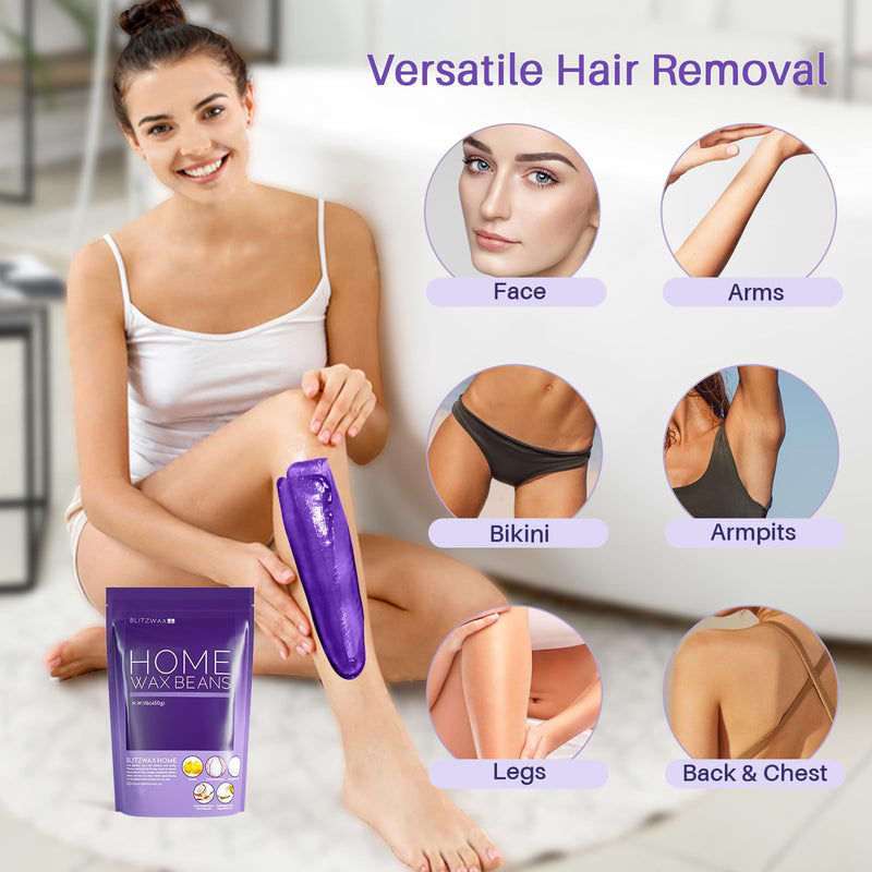 [Australia] - BLITZWAX Lavender Hard Wax Beads for Hair Removal - 1lb Coarse Hair Formula - Painless Wax for Sensitive Skin, Face, Full Body, Bikini - At-Home Waxing Beads for Women Men 16 Ounce (Pack of 1) Purple 