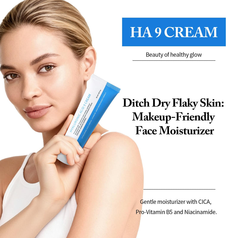 Hyaluronic Acid Cream, Lightweight Face Lotion with Centella & Vitamin B5 | 9 hyaluronic blend delivers all-day hydration; fast-absorb non-greasy face moisturizer calms & balances skin, 1.69 fl oz