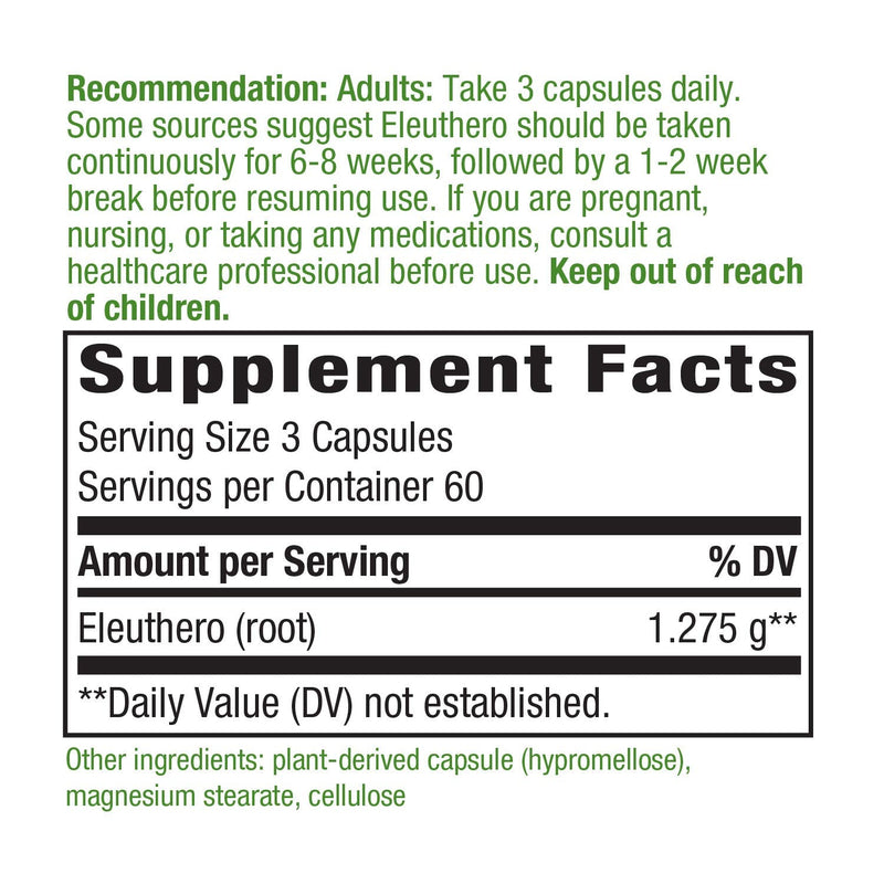 [Australia] - Nature's Way Premium Herbal Siberian Eleuthero, 1,275 mg per serving, 180 VCaps 180 Count (Pack of 1) 