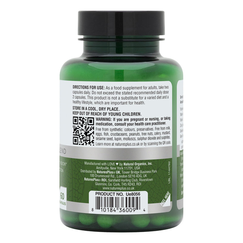 NaturesPlus Bio Advanced Eye Complex - Vision and Eye Supplement, Tired and Dry Eyes, Blue Lights, Antioxidants - Lutein, Vitamin A, C, E, Zinc, Botanicals - Vegan, Gluten-Free - 60 Capsules