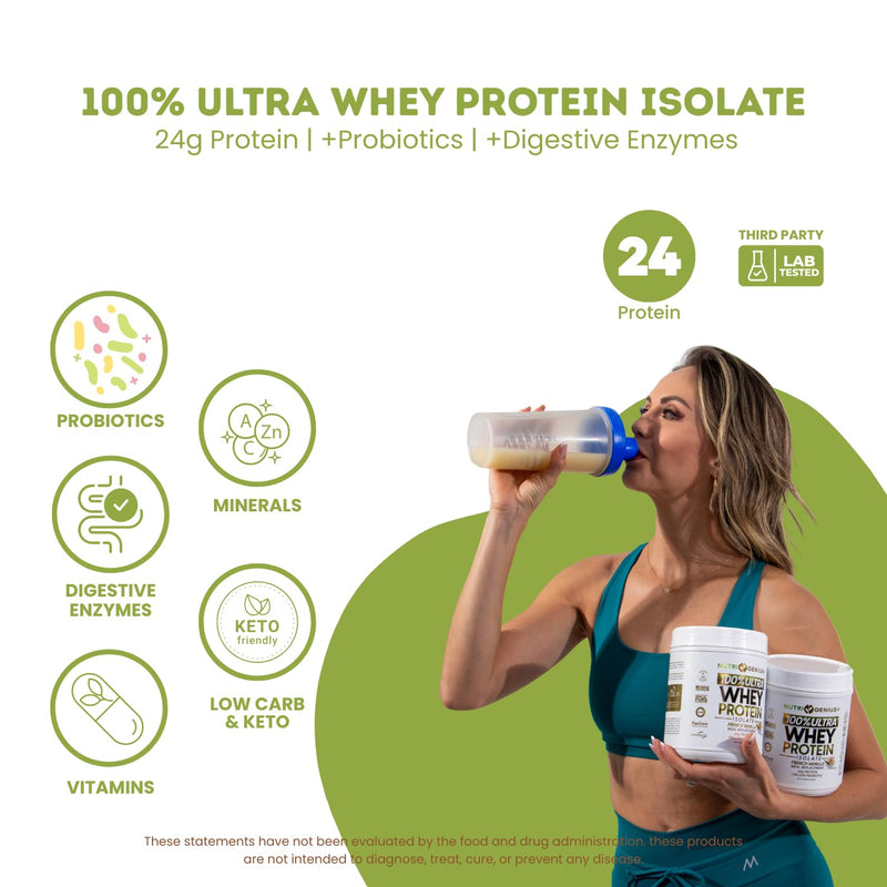 All-in-One Nutrition Whey Protein Isolate with Probiotics, Digestive Enzime, Vitamins and Minerals, Gluten Free, Keto Friendly, No Sugar, 22 Servings. Sweet Vanilla