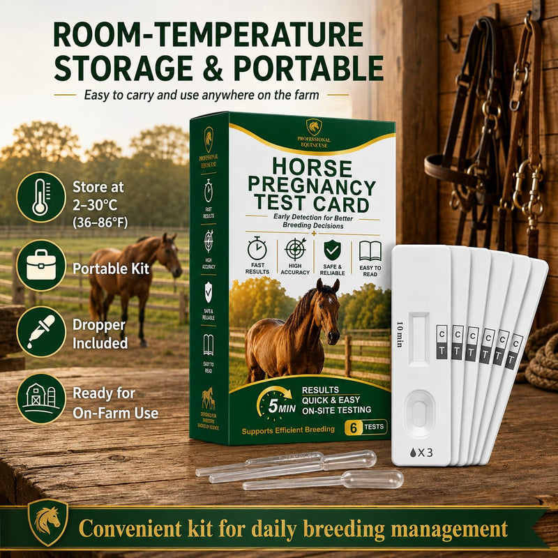 Mare Pregnancy Test Strips – Rapid Urine Kit for Horses, Accurate Results in 10 Mins, Easy Farm Breeding Detection Tool for 18-90 Days After Breeding