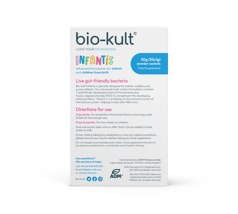 Bio-Kult Infantis Gut Health Probiotics for Kids and Babies| 7 Strains + FOS, VIT C | Immune Support | 30 Sachets