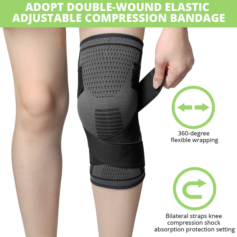 [Australia] - MILAIUN Knee Brace for Men Women, Knee Support Sports Set of 2, Knee Brace for Stabilization, Non-Slip Breathable Knee Brace, for Meniscus Tear, Arthritis, Volleyball Black L 