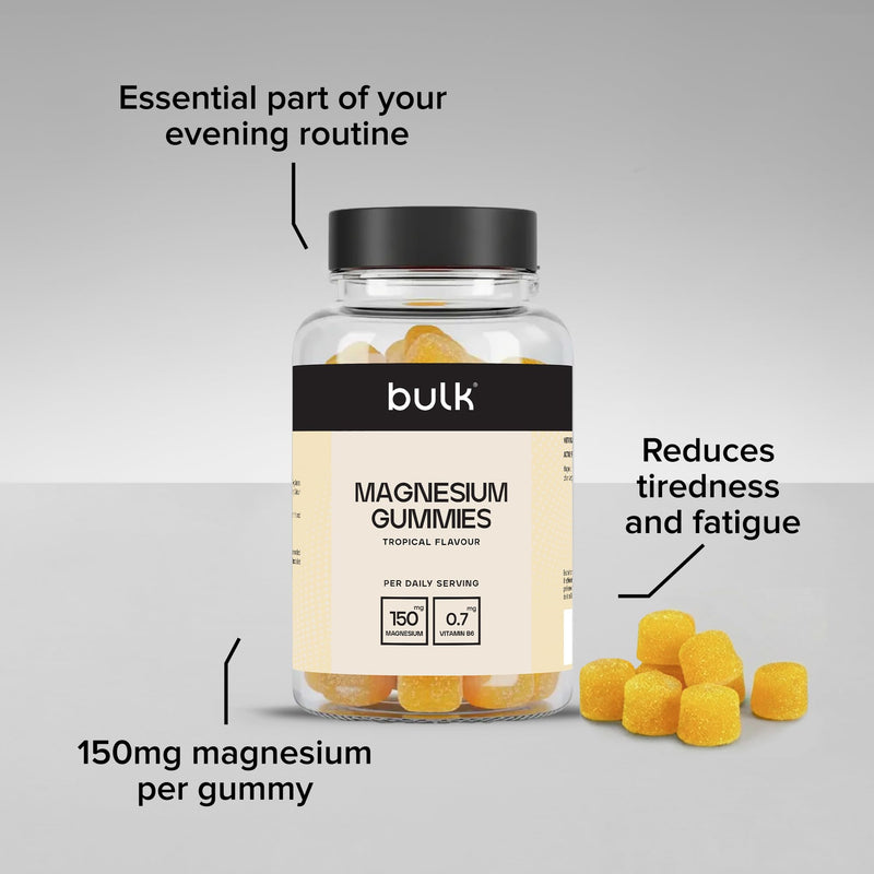 Bulk Magnesium Gummies, 150 mg, Bone and Energy Support, Tropical, 60 Gummies