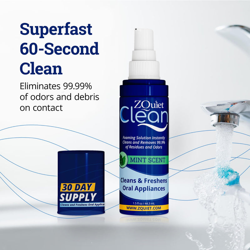 [Australia] - ZQuiet, Clean, Cleaning Solution for All Oral Appliances, Chlorine-Free, Fresh Mint Scent, Travel-Size, TSA-Compliant 