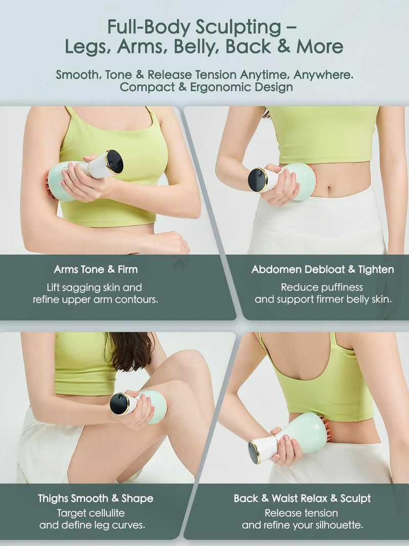 [Australia] - Lymphatic Drainage Massager & Massage Tool with Cellulite Oil, Body Sculpting Machine & Fascia Blaster for Cellulite with Microcurrent, Light, Heat & Vibration, for Legs, Arms & Belly 
