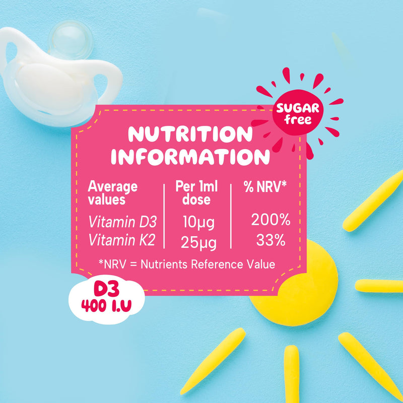 MinaKIDS D3 & K2 Drops – Delicious Orange Flavoured Supplement with 400 I.U D3, Essential Bone & Immune Support Vitamins for Babies and Children, Sugar-Free, Vegan, 60ml