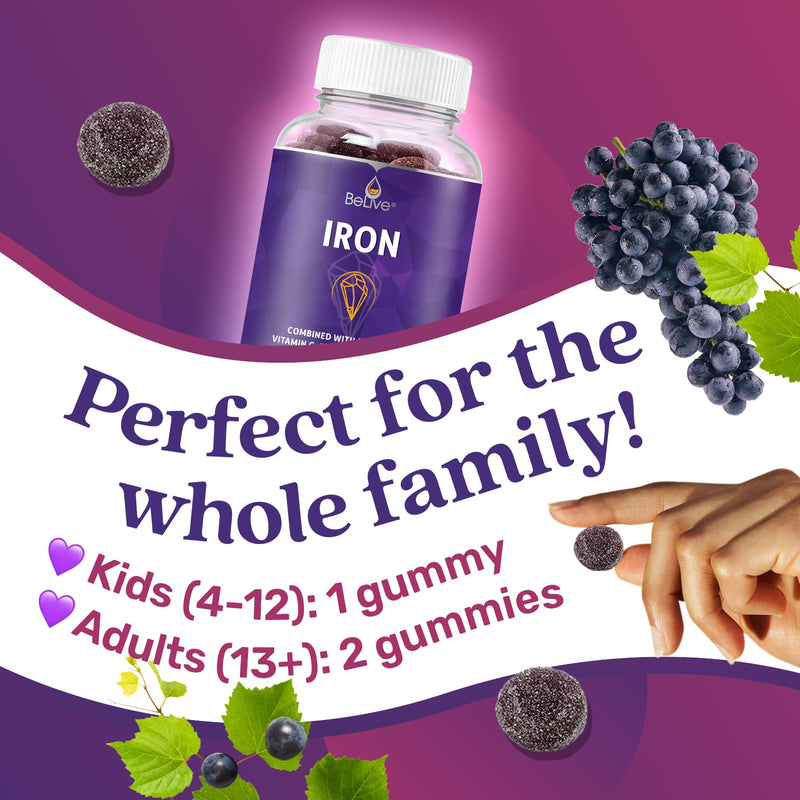 BeLive Iron and Turmeric for Blood Oxygen, Energy, Immune Support, Healthy Skin, and Mobility Support