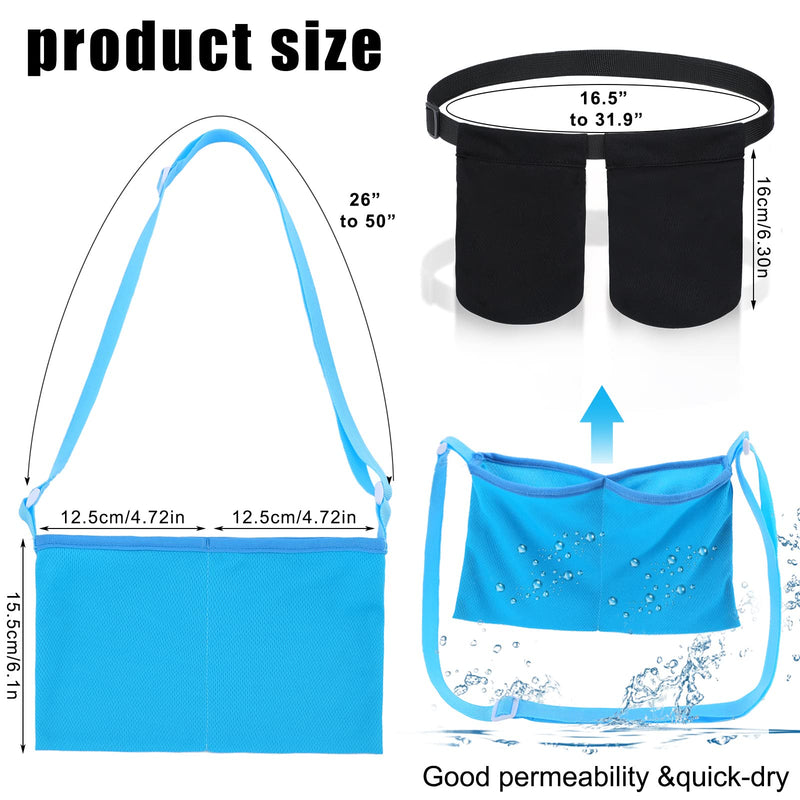 [Australia] - Mastectomy Drain Holder Adjustable Drain Pouch with Shower Bag Mastectomy Breast Shirts with Drain Two Pockets Mastectomy Tummy Tuck Recovery Supplies(Black, Blue, Two Pockets,Two Pockets) Black,blue 