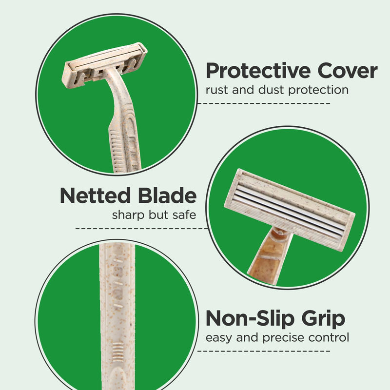 [Australia] - 50Pcs Eco-friendly Disposable Razors Men|Safety Razor Dermaplaning Razors for Men & Women Shaving Body Facial Hair Shavers Facial Hair Remover for Women 