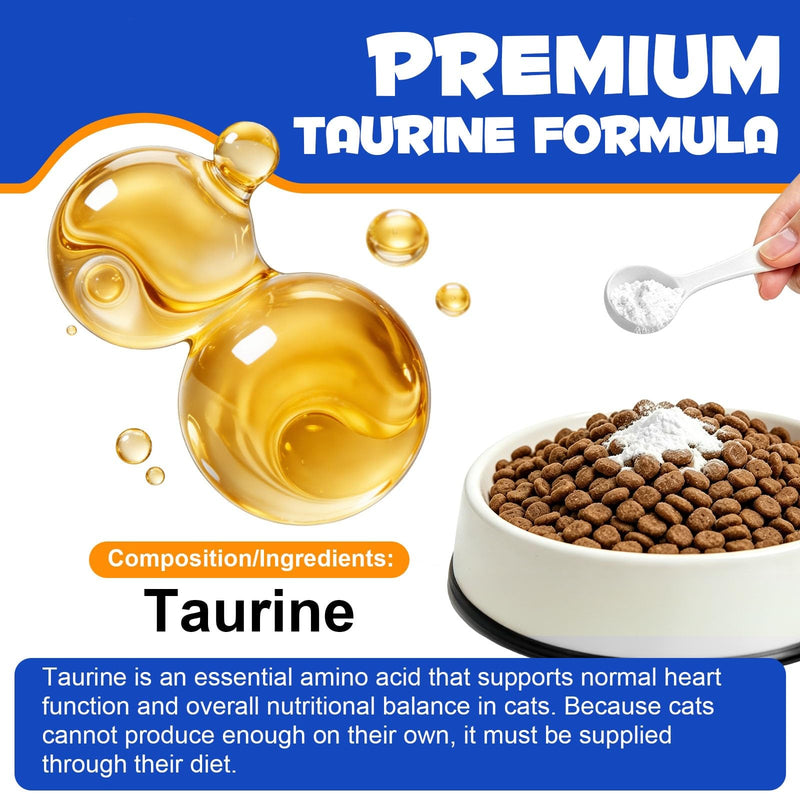 Taurine for Cats, Taurine Powder for Cats 200g, Essential Amino Acid Supplement for Cat - Heart, Vision Health, Digestive & Daily Vitality Support for All Ages, Easy-to-Mix