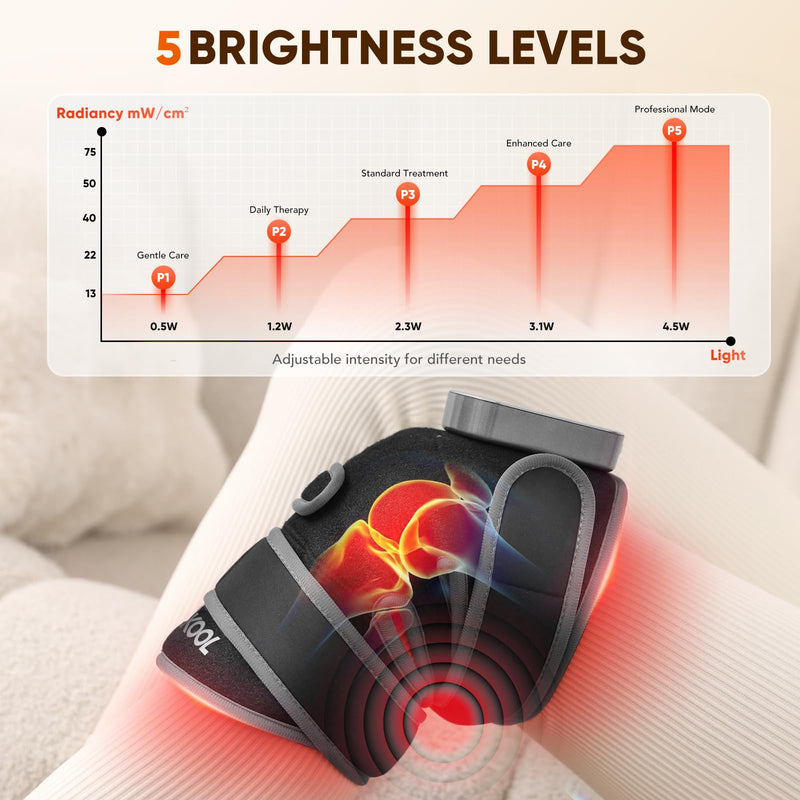 [Australia] - Knee Massager with Heating and Red Light Therapy: Infrared Light Therapy Vibration Moodes Knee Brace for Women - Muscle Relaxation Joint Care Pain Relief - Ideal Gifts for Active Men Grey 