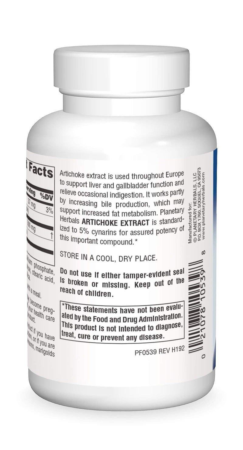 [Australia] - Planetary Herbals Artichoke Extract Tablets, 500 mg, 120 Count 