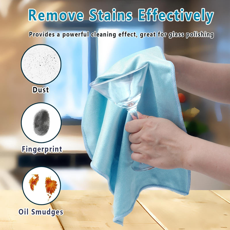 [Australia] - 6 Pack Glass Cleaning Cloth Microfiber Cleaning Cloth for Window Eveglass Jewelry Lens (Blue) Blue 