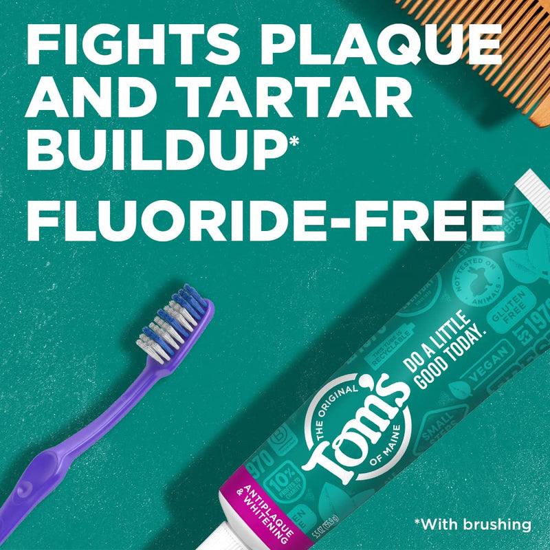 [Australia] - Tom's of Maine Fluoride-Free Antiplaque & Whitening Natural Toothpaste, Peppermint, 4.2 oz. 3-Pack (Packaging May Vary) 4.2 Ounce (Pack of 3) 