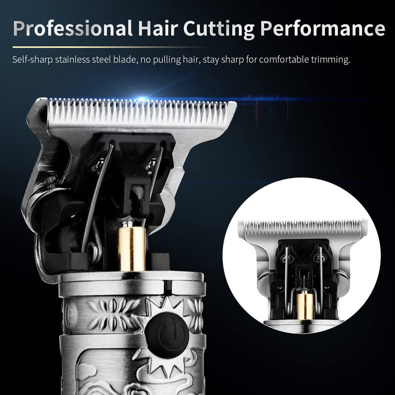 [Australia] - Hair Clippers for Men with Replacement Blade, Professional Hair Trimmer for Barber, T-Blade Edgers Clippers, Close-Cutting Trimmers, Cordless Clippers for Hair Cutting Grey 