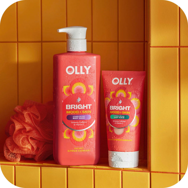 OLLY Bright Body Wash with Ginseng, Caffeine & Vitamin C- Nourishing 17 oz | For dry skin, Helps repair the skin barrier, With vitamin C, Daily routine ready
