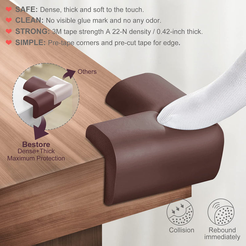[Australia] - Baby Proofing Edge Corner Protector, 20.5 ft (18.1ft Edge + 8 Corners) Baby Proof Corner Guards ,Thick Table Bumper Guard, 3M Pre-Taped Corners, Soft Rubber Foam Guard Heavy-Duty… 