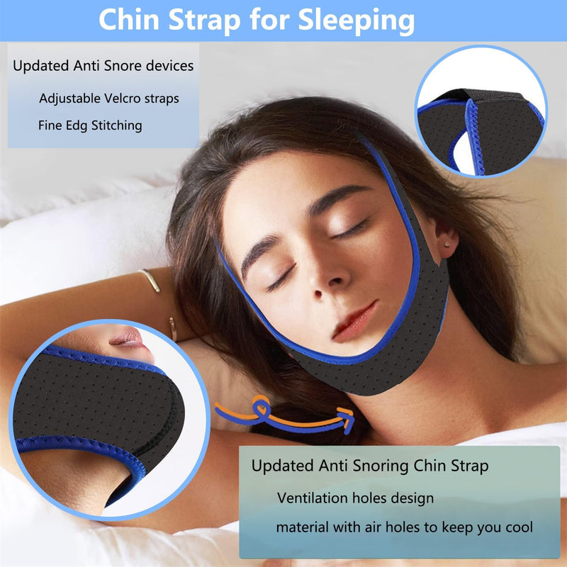 [Australia] - Anti Snoring Chin Strap with 2 Adjustable Velcro, Soft Airflow Chin Straps for Snoring, Safe and Effective Anti Snore Device, cpap Chin Strap to Keep Mouth Closed and Reduce Snoring 