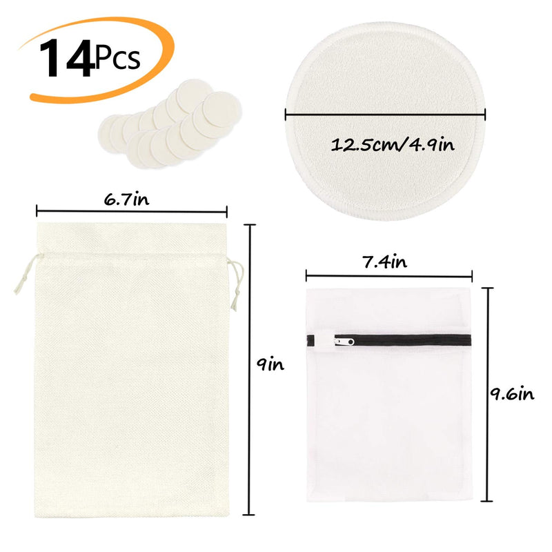 [Australia] - PHOGARY 14PCS Washable Nursing Pads, Reusable Organic Bamboo Breast Pads with Laundry Bag and Storage Bag - Soft, Absorbent, Hypoallergenic, Eco Pads for Breastfeeding 