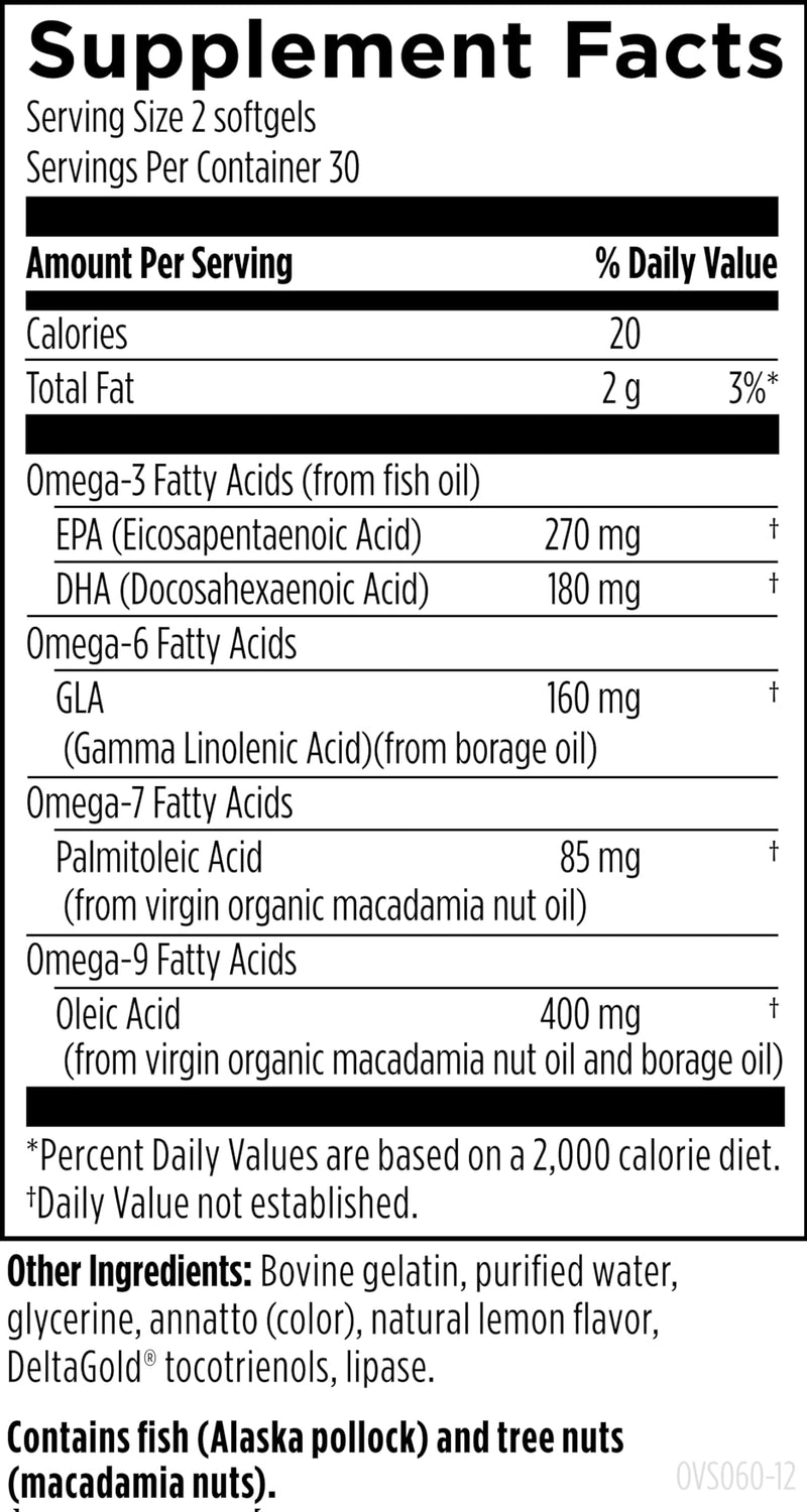 Designs for Health OmegAvail Synergy - Omega Complex for Adults - Omega 3-6-7-9 Fatty Acids from Borage and Macadamia Oil + Triglyceride (TG) Fish Oil with DHA & EPA (60 Softgels) 60 Count (Pack of 1)