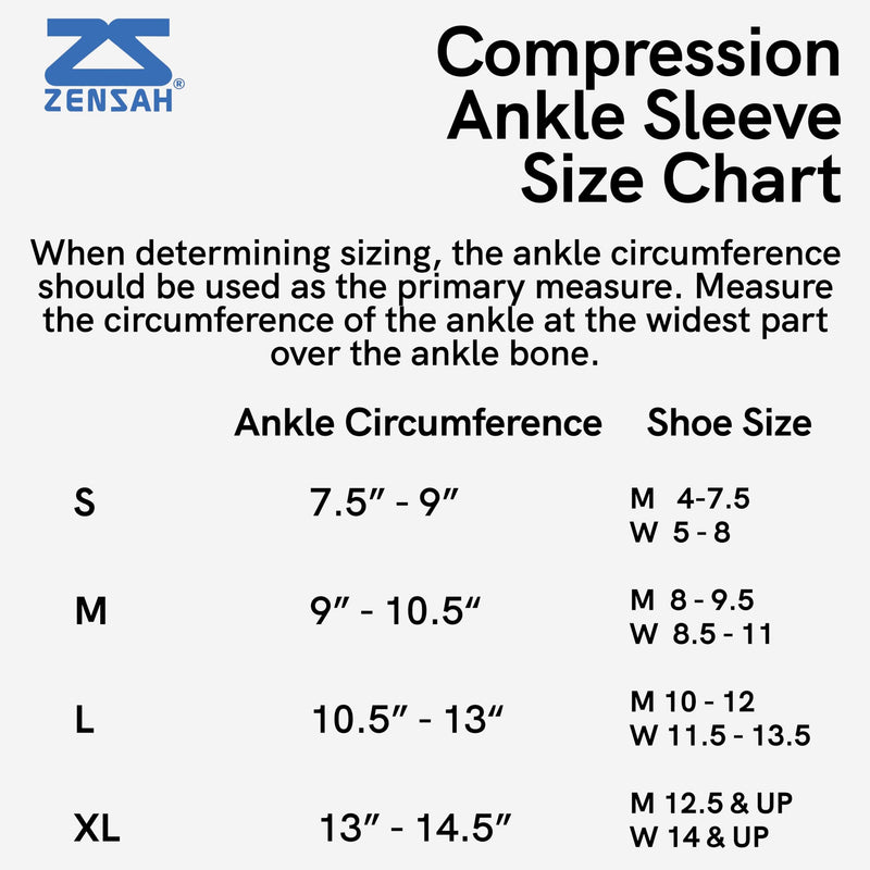 Zensah Ankle Support - Compression Ankle Brace - Running, Soccer, Sports - Ankle Sleeve Helps Sprains, Tendonitis, Pain Medium Black - Pair