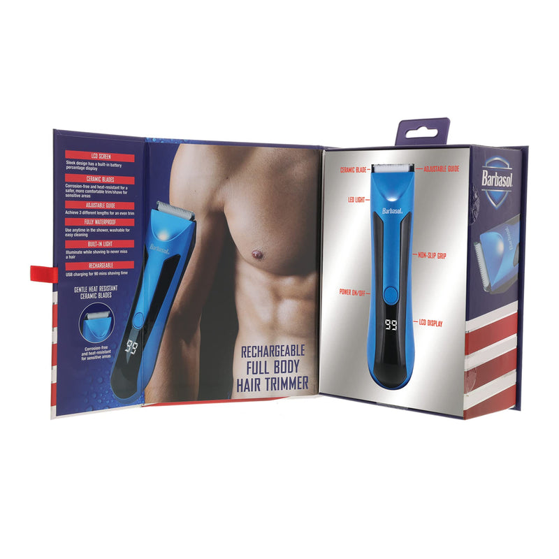 [Australia] - Barbasol Rechargeable Full Body Hair Trimmer/Groomer with Heat Resistant Ceramic Blades, Xtreme Easy Cleaning 