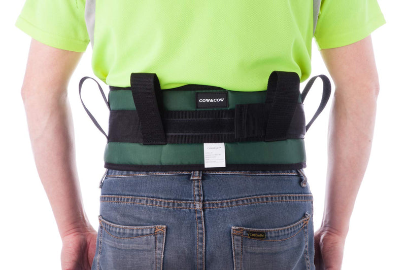 [Australia] - COW&COW Padded Gait Belt with 4 Handles and Quick Release Buckle 5.5 inchs(Green, M/28inches-48inches) Green 48 Inch (Pack of 1) 