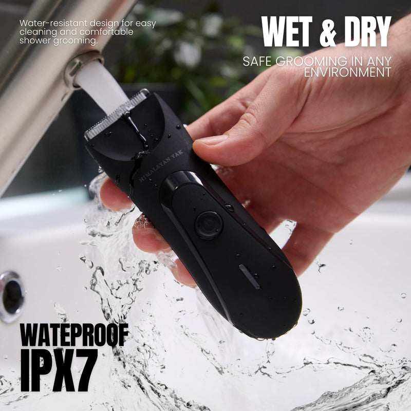[Australia] - Dual-Head Electric Body Hair Trimmer for Men & Women, Waterproof Groin & Bikini Shaver, Wet/Dry Groomer with Replaceable Ceramic Blades,USB Recharge Dock, Hygiene Razor for Full-Body Use 
