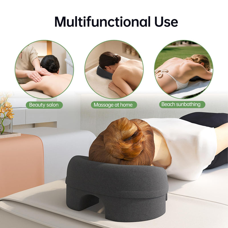 [Australia] - Face Down Pillow for Massage - Headrest Face Pillow for Bed, Stomach Sleeping, Prone Sleepers, Post-Eye Surgery Recovery, and Beach Tanning. Black 