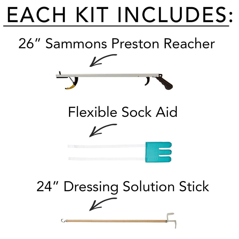 [Australia] - Sammons Preston Assistive Device Kit 4, Includes 26" SPR Reacher, Flexible Sock Aid & 26" Dressing Stick, Adaptive Dressing & Independent Daily Living Aid for Those with Limited Reaching Ability 