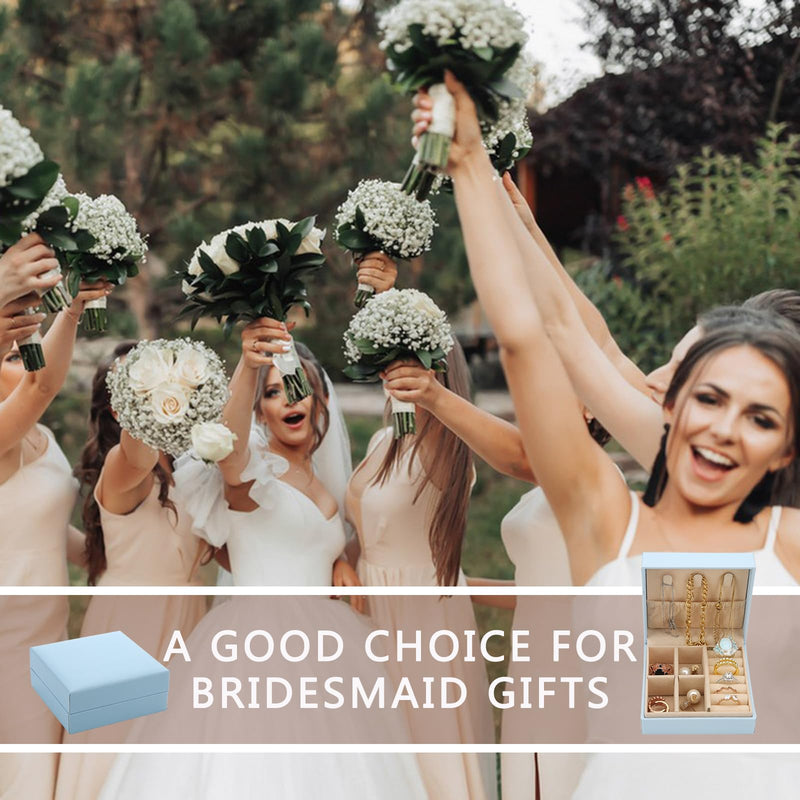 Bridesmaid Proposal Gifts Letter Cosmetic makeup bag bulk for Wedding Party Favors Bachelorette party decorations Toiletry Organizer Bag Makeup Case Gift (12, White&Dusty Blue) 12