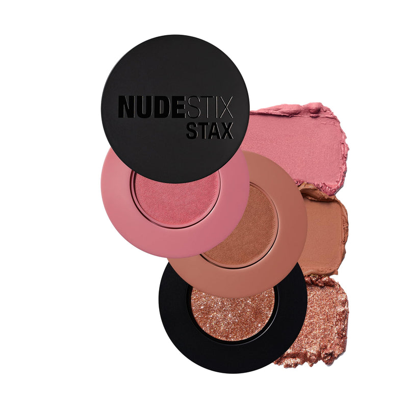 [Australia] - Nudestix Sunkissed Glow STAX Set – 3-Piece Cream Blush & Highlighter Makeup Sticks for Cheeks, Lips & Eyes | Includes Sunkissed, Love & Roses, BossBabe | Stackable, Multi-Use, Vegan Face Kit 
