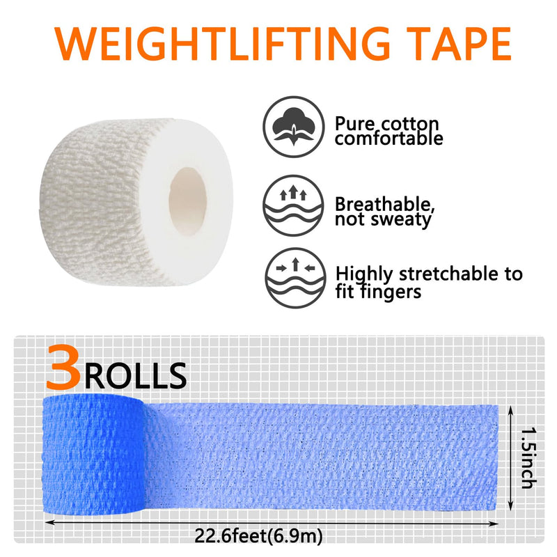 ANAMPION Weightlifting Hook Grip Tape 4 Roll 23ft/Roll Comfortable & Stretchy Athletic Thumb Tape for Weight Lifting & Cross Training Gym Workout Tape - Protect Thumb, Wrist & Finger MIX-1.5"-4Roll