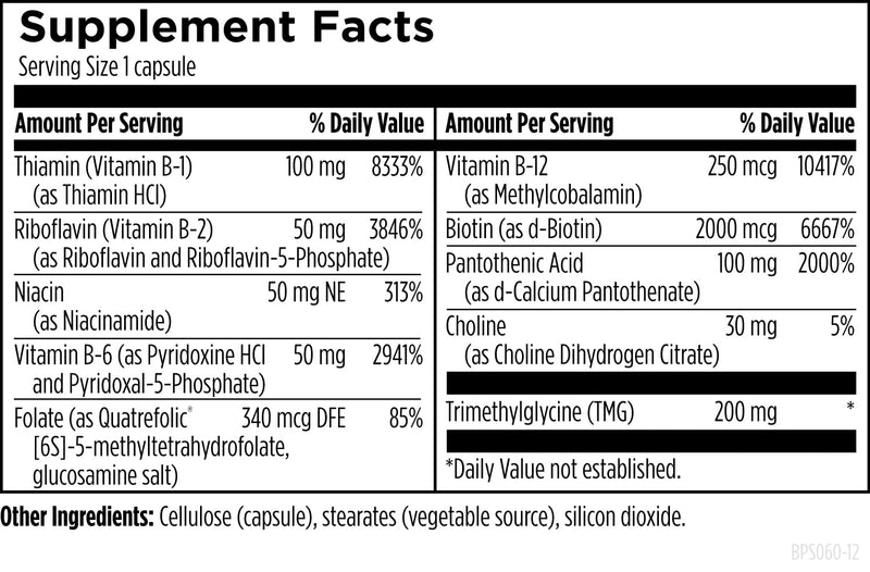 Designs for Health Methylated Vitamin B Complex - Vitamin B Supplements with B12 Vitamins, B1, B3, Niacin, B6, Folate & Biotin - Methylated Multivitamin for Metabolic + Heart Health (60 Capsules)