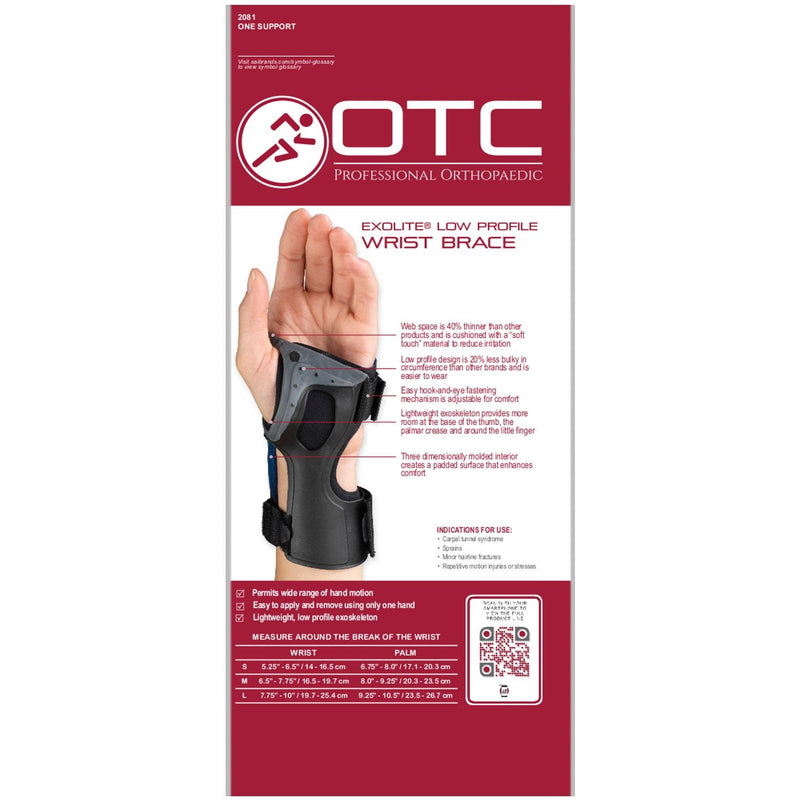 [Australia] - OTC Wrist Brace, Molded Exoskeleton, Low-Profile, Exolite, Medium Black (Right Hand) 
