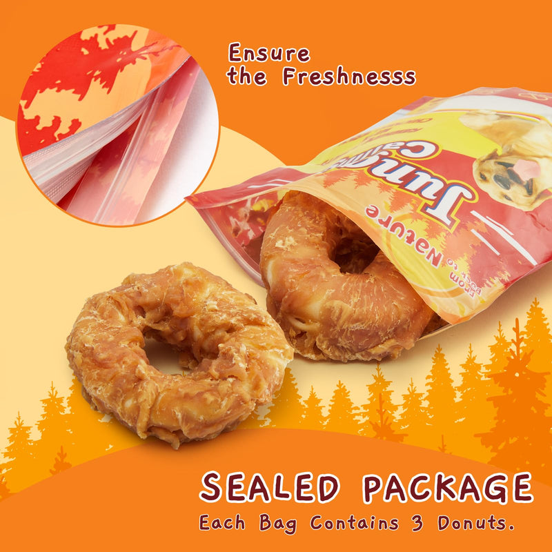 Jungle Calling Dog Treats Long Lasting, Rawhide Chews for Dogs, Chicken Wrapped Rawhide Donuts, Chewy Snacks for Medium Large Dogs Chicken Rawhide Donuts - PawsPlanet Australia