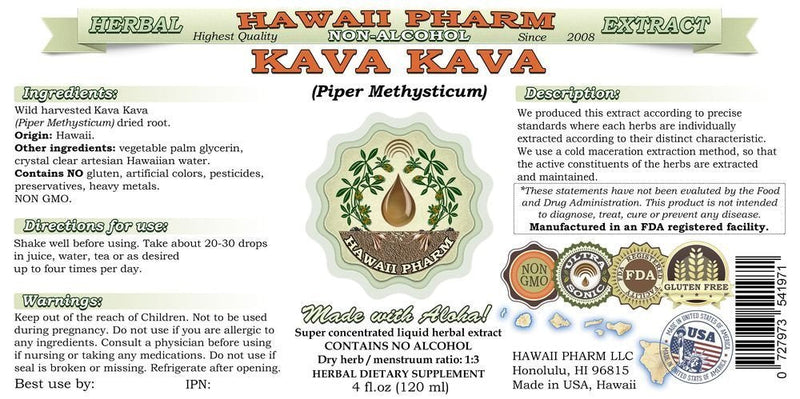 [Australia] - Hawaii Pharm Kava Kava Alcohol-FREE Liquid Extract, Kava Kava (Piper Methysticum) Dried Root Glycerite Natural Herbal Supplement 2 oz 2 Fl Oz (Pack of 1) 